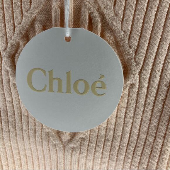 NWT CHLOE Ribbed Knit Collar Jumper Sweater Peach Gold 4 - Picture 12 of 13